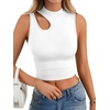 image:imageLYANER Womens Mock Turtle Neck Cut Out Crop Top Ribbed Knit Sexy Sleeveless Tank Top ShirtWhite