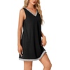 image:imageLYANER Womens Nightgown Loose Sleeveless V Neck Sleepwear Sleep Shirt Nightdress Black XXLarge