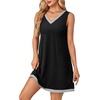 image:imageLYANER Womens Nightgown Loose Sleeveless V Neck Sleepwear Sleep Shirt Nightdress Black XXLarge