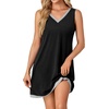 image:imageLYANER Womens Nightgown Loose Sleeveless V Neck Sleepwear Sleep Shirt Nightdress Black XXLarge