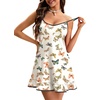 image:imageLYANER Womens Nightgown V Neck Spaghetti Strap Sleeveless Printed Nightdress SleepwearBeige