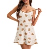 image:imageLYANER Womens Nightgown V Neck Spaghetti Strap Sleeveless Printed Nightdress SleepwearChampagne