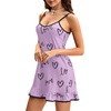 image:imageLYANER Womens Nightgown V Neck Spaghetti Strap Sleeveless Printed Nightdress SleepwearLight Purple