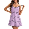 image:imageLYANER Womens Nightgown V Neck Spaghetti Strap Sleeveless Printed Nightdress SleepwearLight Purple