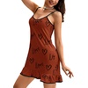 image:imageLYANER Womens Nightgown V Neck Spaghetti Strap Sleeveless Printed Nightdress SleepwearWine Red