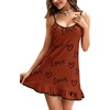 image:imageLYANER Womens Nightgown V Neck Spaghetti Strap Sleeveless Printed Nightdress SleepwearWine Red