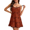 image:imageLYANER Womens Nightgown V Neck Spaghetti Strap Sleeveless Printed Nightdress SleepwearWine Red