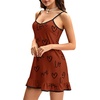 image:imageLYANER Womens Nightgown V Neck Spaghetti Strap Sleeveless Printed Nightdress SleepwearWine Red