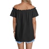 image:imageLYANER Womens Off Shoulder Ruffle Short Sleeve Ruched Casual Loose Tops Blouse ShirtSolid Black