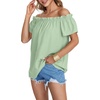 image:imageLYANER Womens Off Shoulder Ruffle Short Sleeve Ruched Casual Loose Tops Blouse ShirtSolid Mint Green