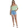 image:imageLYANER Womens Off Shoulder Ruffle Short Sleeve Ruched Casual Loose Tops Blouse ShirtSolid Mint Green