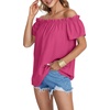 image:imageLYANER Womens Off Shoulder Ruffle Short Sleeve Ruched Casual Loose Tops Blouse ShirtSolid Rose Red