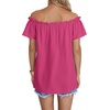 image:imageLYANER Womens Off Shoulder Ruffle Short Sleeve Ruched Casual Loose Tops Blouse ShirtSolid Rose Red