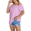 image:imageLYANER Womens Off Shoulder Ruffle Short Sleeve Ruched Casual Loose Tops Blouse ShirtSolid Violet