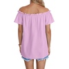 image:imageLYANER Womens Off Shoulder Ruffle Short Sleeve Ruched Casual Loose Tops Blouse ShirtSolid Violet