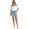 image:imageLYANER Womens Off Shoulder Ruffle Short Sleeve Ruched Casual Loose Tops Blouse ShirtSolid White