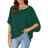 image:imageLYANER Womens Off Shoulder Tops Oversized Batwing Sleeve Loose Blouses Casual Tunic ShirtDark Green