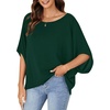 image:imageLYANER Womens Off Shoulder Tops Oversized Batwing Sleeve Loose Blouses Casual Tunic ShirtPure Dark Green