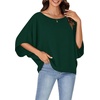 image:imageLYANER Womens Off Shoulder Tops Oversized Batwing Sleeve Loose Blouses Casual Tunic ShirtPure Dark Green