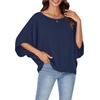 image:imageLYANER Womens Off Shoulder Tops Oversized Batwing Sleeve Loose Blouses Casual Tunic ShirtPure Navy Blue