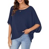 image:imageLYANER Womens Off Shoulder Tops Oversized Batwing Sleeve Loose Blouses Casual Tunic ShirtPure Navy Blue