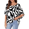 image:imageLYANER Womens Off Shoulder Tops Oversized Batwing Sleeve Loose Blouses Casual Tunic ShirtWhite Block