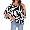 image:imageLYANER Womens Off Shoulder Tops Oversized Batwing Sleeve Loose Blouses Casual Tunic ShirtWhite Block