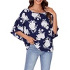 image:imageLYANER Womens Off Shoulder Tops Oversized Batwing Sleeve Loose Blouses Casual Tunic ShirtWhite Flower