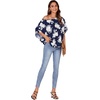 image:imageLYANER Womens Off Shoulder Tops Oversized Batwing Sleeve Loose Blouses Casual Tunic ShirtWhite Flower