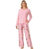 image:imageLYANER Womens Pajama Sets Long Sleeve Top and Floral Pants Pjs 2 Piece Sleepwear with PocketsPink