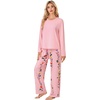 image:imageLYANER Womens Pajama Sets Long Sleeve Top and Floral Pants Pjs 2 Piece Sleepwear with PocketsPink