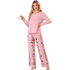 image:imageLYANER Womens Pajama Sets Long Sleeve Top and Floral Pants Pjs 2 Piece Sleepwear with PocketsPink