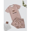 image:imageLYANER Womens Pajamas Set Summer Pjs Short Sleeve Tee and Shorts Sleepwear with PocketsBrown Bear