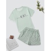 image:imageLYANER Womens Pajamas Set Summer Pjs Short Sleeve Tee and Shorts Sleepwear with PocketsLight Green