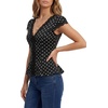 image:imageLYANER Womens Polka Dots Lace Trim Button V Neck Tie Back Dressy Casual Blouse TopsBlack