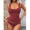 image:imageLYANER Womens Ribbed Tank Top Sexy Scoop Neck Slim Fitted Basic Sleeveless Shirt TopsBurgundy