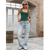 image:imageLYANER Womens Ribbed Tank Top Sexy Scoop Neck Slim Fitted Basic Sleeveless Shirt TopsDark Green