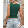 image:imageLYANER Womens Ribbed Tank Top Sexy Scoop Neck Slim Fitted Basic Sleeveless Shirt TopsDark Green