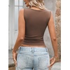 image:imageLYANER Womens Ribbed Tank Top Sexy Scoop Neck Slim Fitted Basic Sleeveless Shirt TopsDeep Brown