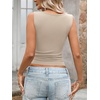 image:imageLYANER Womens Ribbed Tank Top Sexy Scoop Neck Slim Fitted Basic Sleeveless Shirt TopsGreige