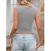 image:imageLYANER Womens Ribbed Tank Top Sexy Scoop Neck Slim Fitted Basic Sleeveless Shirt TopsGrey Heathered