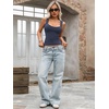 image:imageLYANER Womens Ribbed Tank Top Sexy Scoop Neck Slim Fitted Basic Sleeveless Shirt TopsNavy