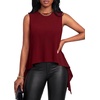 image:imageLYANER Womens Ruffle Flowy High Low Hem Sleeveless Round Neck Casual Tank TopWine Red