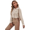 image:imageLYANER Womens Ruffle Front Blouse Collar Neck Button Down Long Sleeve Ruffled Shirt Dressy Work TopApricot