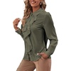 image:imageLYANER Womens Ruffle Front Blouse Collar Neck Button Down Long Sleeve Ruffled Shirt Dressy Work TopArmy Green