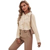 image:imageLYANER Womens Ruffle Front Blouse Collar Neck Button Down Long Sleeve Ruffled Shirt Dressy Work TopBeige