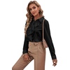 image:imageLYANER Womens Ruffle Front Blouse Collar Neck Button Down Long Sleeve Ruffled Shirt Dressy Work TopBlack