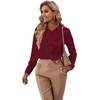 image:imageLYANER Womens Ruffle Front Blouse Collar Neck Button Down Long Sleeve Ruffled Shirt Dressy Work TopBurgundy