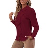 image:imageLYANER Womens Ruffle Front Blouse Collar Neck Button Down Long Sleeve Ruffled Shirt Dressy Work TopBurgundy