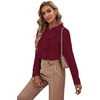 image:imageLYANER Womens Ruffle Front Blouse Collar Neck Button Down Long Sleeve Ruffled Shirt Dressy Work TopBurgundy